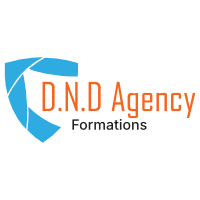 Logo D.N.D Agency Formations (graphique bleu clair, texte orange et gris) pour le pôle de formations classiques (hors cybersécurité).